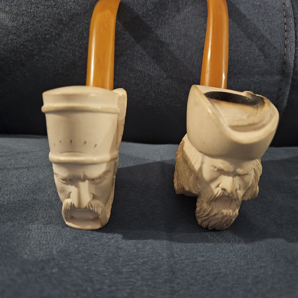 Vintage Carved Pipe Set with Faces